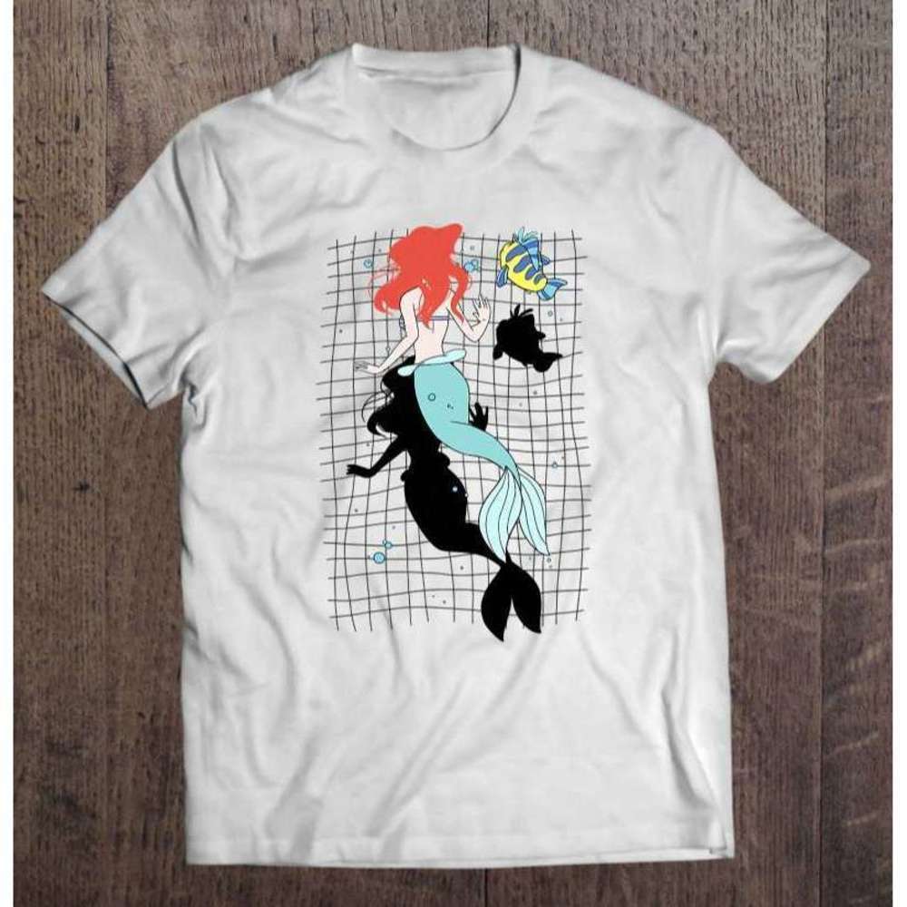 Little Mermaid Ariel Flounder Aerial View Disney Ocean Art T-Shirt